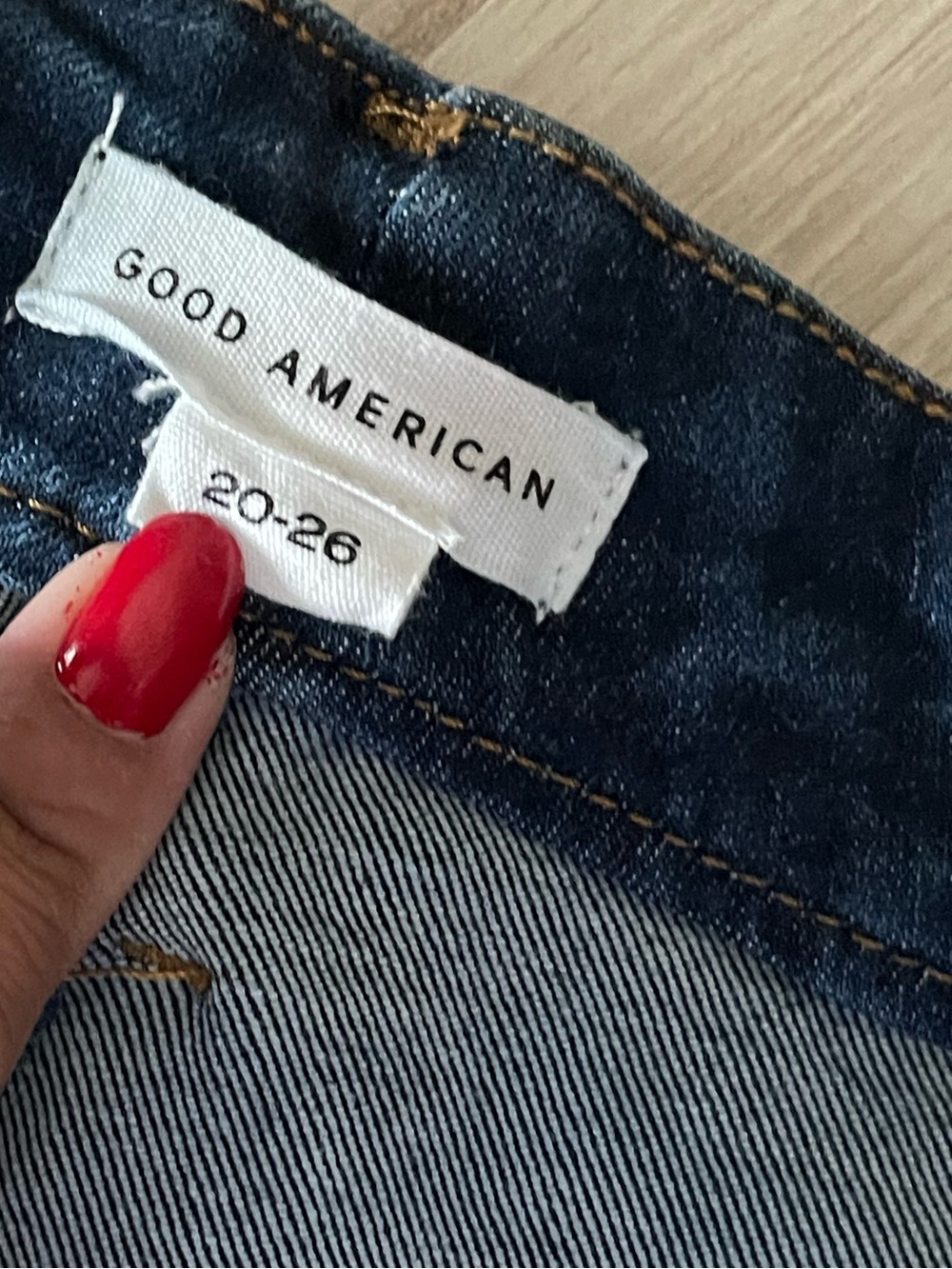 Good American High-Rise Dark Indigo Jeans with Contrast Stitching